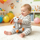 Plushii Textured Mesh Puppy Plush Toy, Soft Striped Dog Snuggle Buddy for Newborns