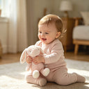 Plushii Soft Bunny Stuffed Animal, Cute Pink Long Eared Rabbit Toy for Babies