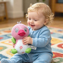 Plushii Breathable Mesh Pink Bird Plush Toy, Soft Sensory Duckling Buddy for Newborns