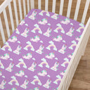 Crib Sheets Girl 4 Pack, Baby Crib Sheets for Standard Crib & Toddler Mattress, Super Soft Breathable Crib Sheet Set for Girls, Pink Flowers/Elephant/Purple Unicorn/Solid Pink