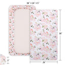 Pink Floral Mini Crib Fitted Sheets