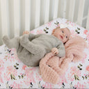 Pink Floral Mini Crib Fitted Sheets