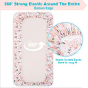Pink Floral Mini Crib Fitted Sheets