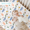 Bear and Leaves Mini Crib Mattress Sheet