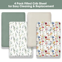 Flower and Leaves Breathable Microfiber Crib Sheet