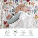Flower and Leaves Breathable Microfiber Crib Sheet