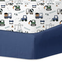 Navy Truck 100% Microfiber Fitted Crib Sheet