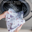 Purple Butterfly Large Nursing Pillow with Muslin Cotton Cover