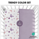 Purple Butterfly Snug Fit Mini Crib Sheets Fitted