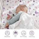 Purple Butterfly Snug Fit Mini Crib Sheets Fitted