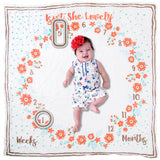 Baby Monthly Milestone Muslin Blanket (Florals)