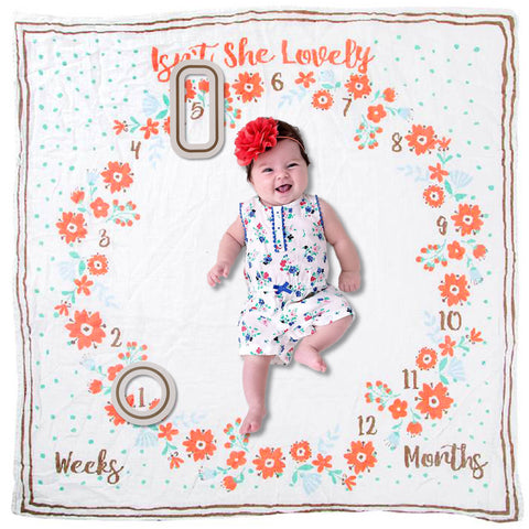 Baby Monthly Milestone Muslin Blanket (Florals)