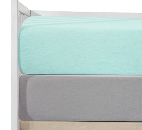 Jersey Stretchy Cotton Crib Sheet 2 Pack (Aqua&Grey)