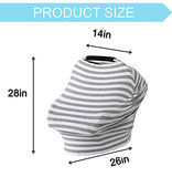 Stretchy Car Seat Covers for Babies (Grey Stripes)