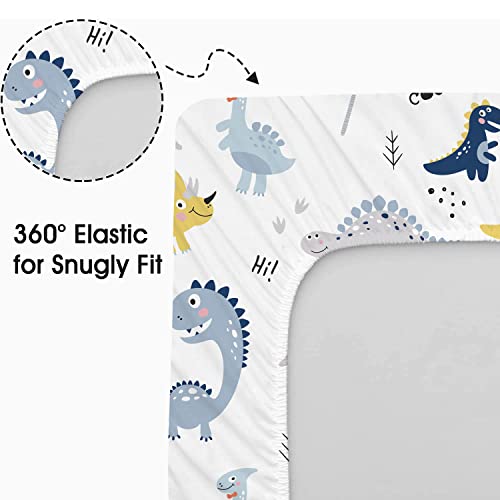 Fitted Bassinet Sheets for Baby Boys (Blue Dinosaurs)
