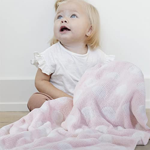Baby Blanket for Girls, 30”x40” with Double Layer, Ultra Cozy Reversible Toddler Receiving Blanket - Soft Chenille for Baby Gifts &amp; Bed, Crib, Stroller, Pink Hearts
