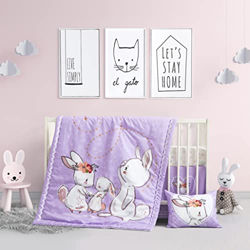 Crib Bedding Sets for Girls (4 Pieces Bunny)