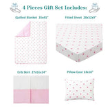 4 Pieces Jersey Knit Crib Bedding Sets - Pink Cherry Blossom