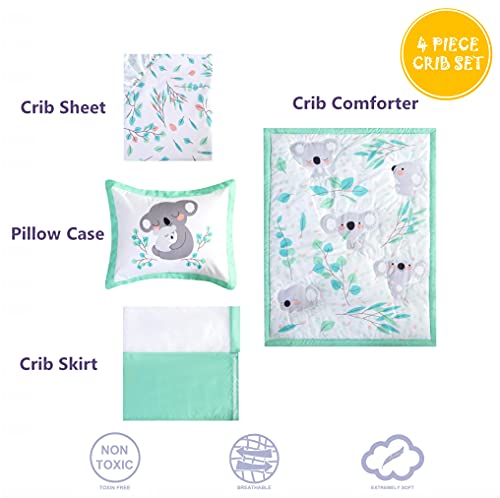 4 Pieces Crib Bedding Sets for Boys and Girls-Neutral Koala
