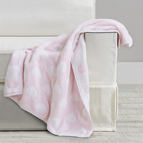 Baby Blanket for Girls, 30”x40” with Double Layer, Ultra Cozy Reversible Toddler Receiving Blanket - Soft Chenille for Baby Gifts &amp; Bed, Crib, Stroller, Pink Hearts