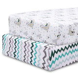 Microfiber Crib Fitted Sheets (Llama & Chevron, 2 Pack)