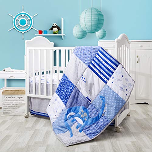 Crib Bedding Sets for Boys - Blue Dinosaur