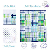 Crib Sets for Boys, 3 Piece Baby Boy Nursery Bedding Set Green Plaid