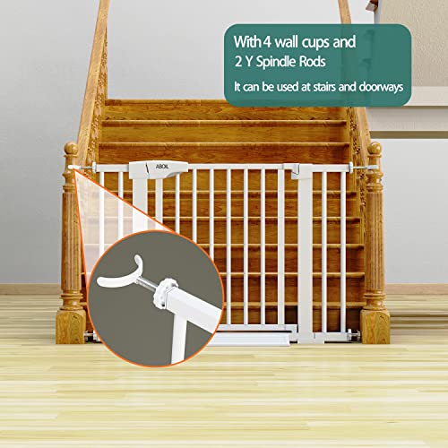 ABOIL Dog Gate for The House No Drilling, Baby Gate for Stairs Doorway, 29-43 Inch Wide Auto Close Safety Child Gate Gate for Door, Pressure Mounted, Easy Walk Thru Pet Gates (White)