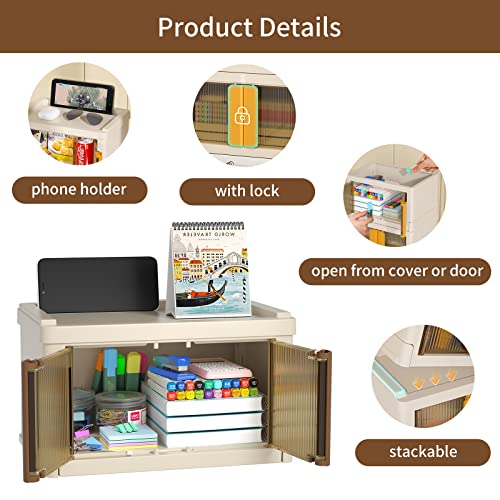 mDesign Small Mini Plastic Stackable Home, Office Supplies Storage Organizer Box