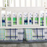 Crib Sets for Boys, 3 Piece Baby Boy Nursery Bedding Set Green Plaid