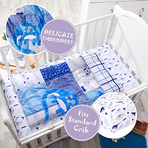 Crib Bedding Sets for Boys - Blue Dinosaur