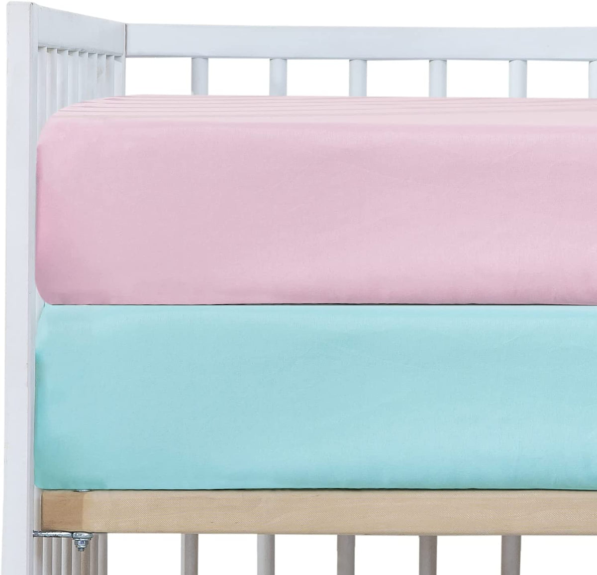 2 Pack Microfiber Crib Fitted Sheets (Gray &amp; Navy)