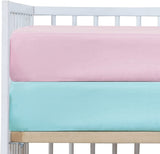 2 Pack Microfiber Crib Fitted Sheets (Pink & Aqua)