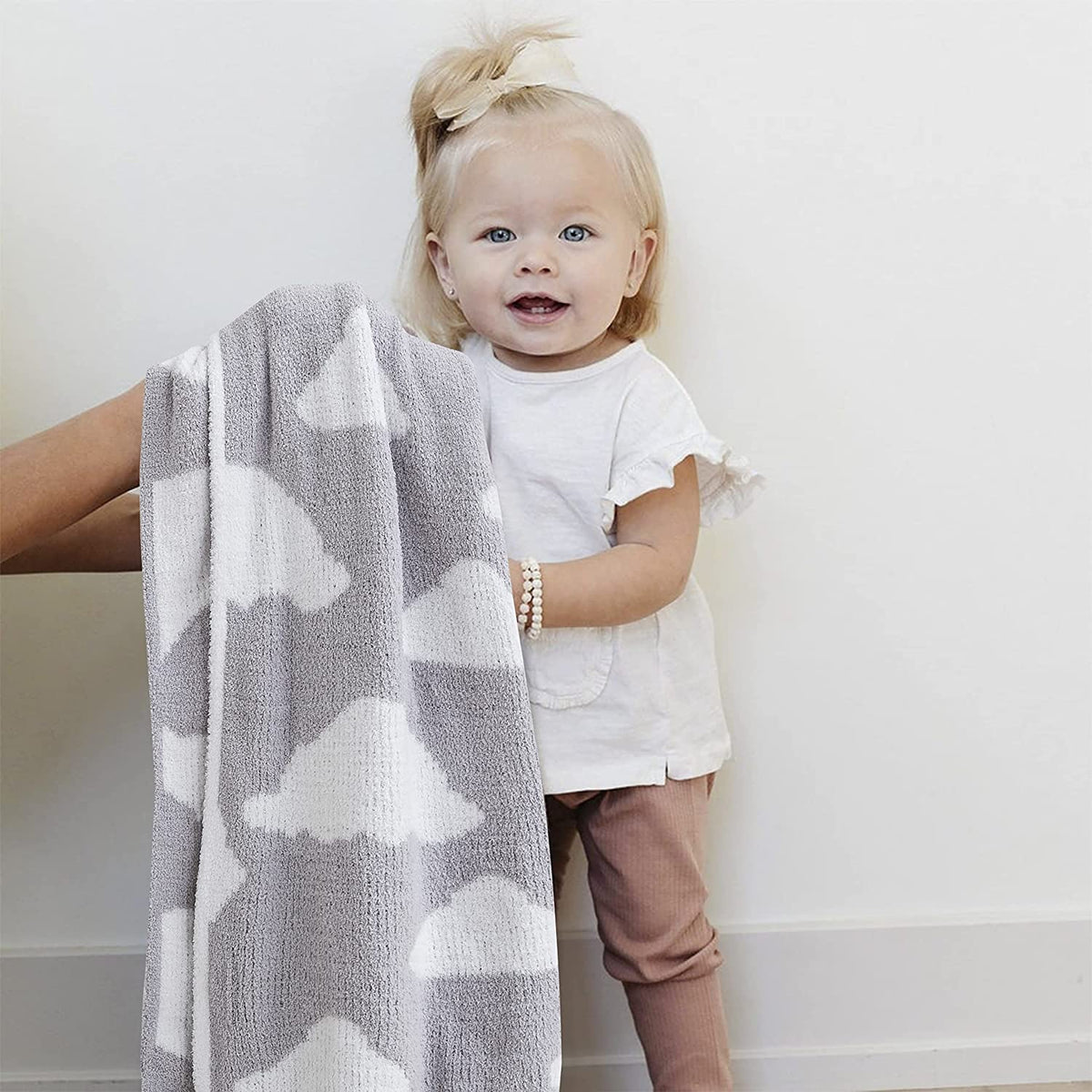 2-Layer Baby Chenille Blanket(Grey Clouds)