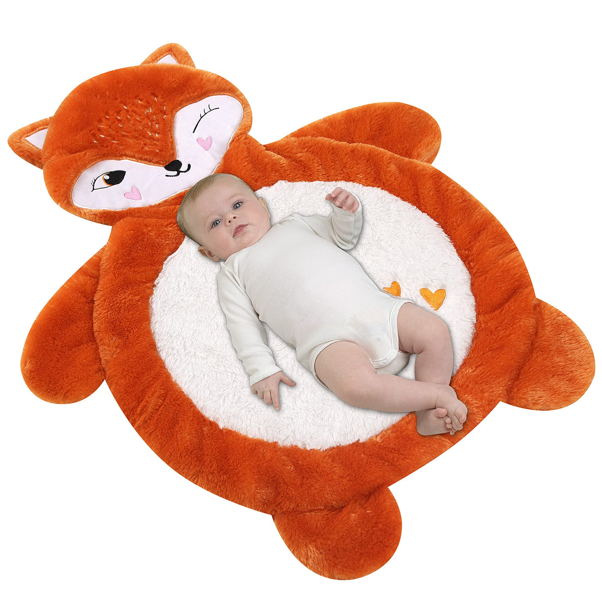 Plush Newborn Tummy Time Play Mat (Orange Fox)