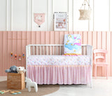 3 Piece Crib Bedding Sets-Luxury Pink Gold Unicorn