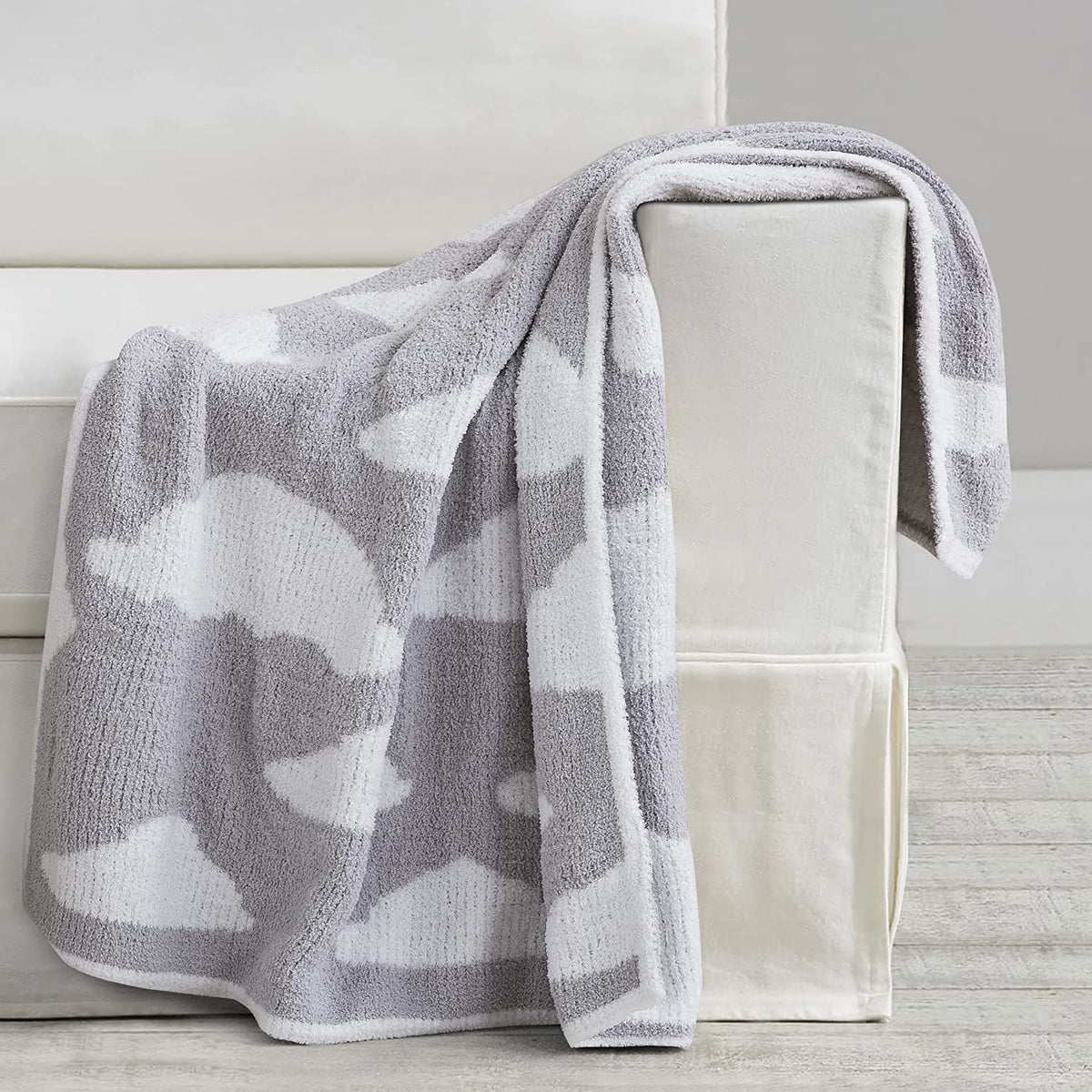 2-Layer Baby Chenille Blanket(Grey Clouds)