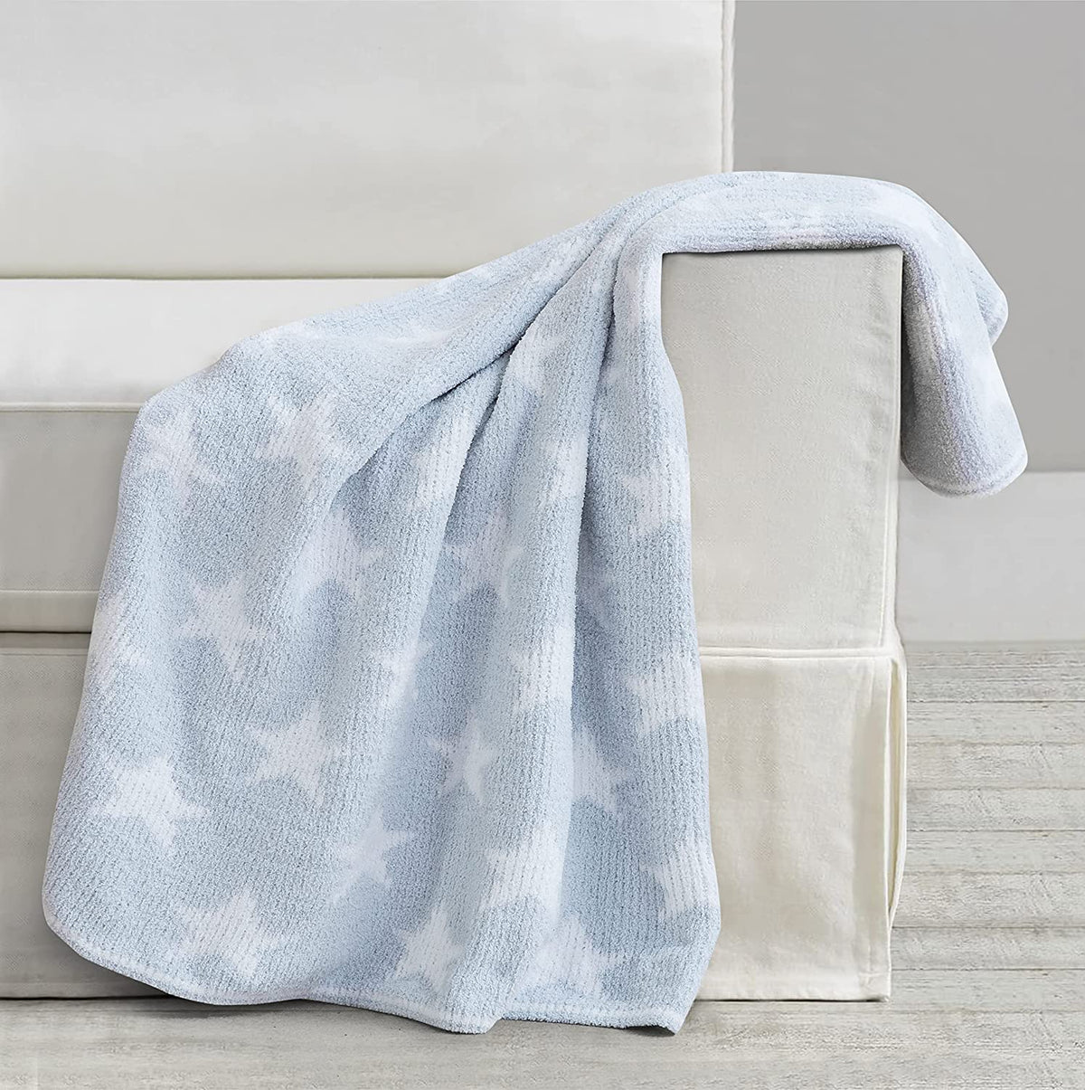 2-Layer Baby Chenille Blanket(Blue Star)