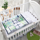 Crib Sets for Boys, 3 Piece Baby Boy Nursery Bedding Set Green Plaid