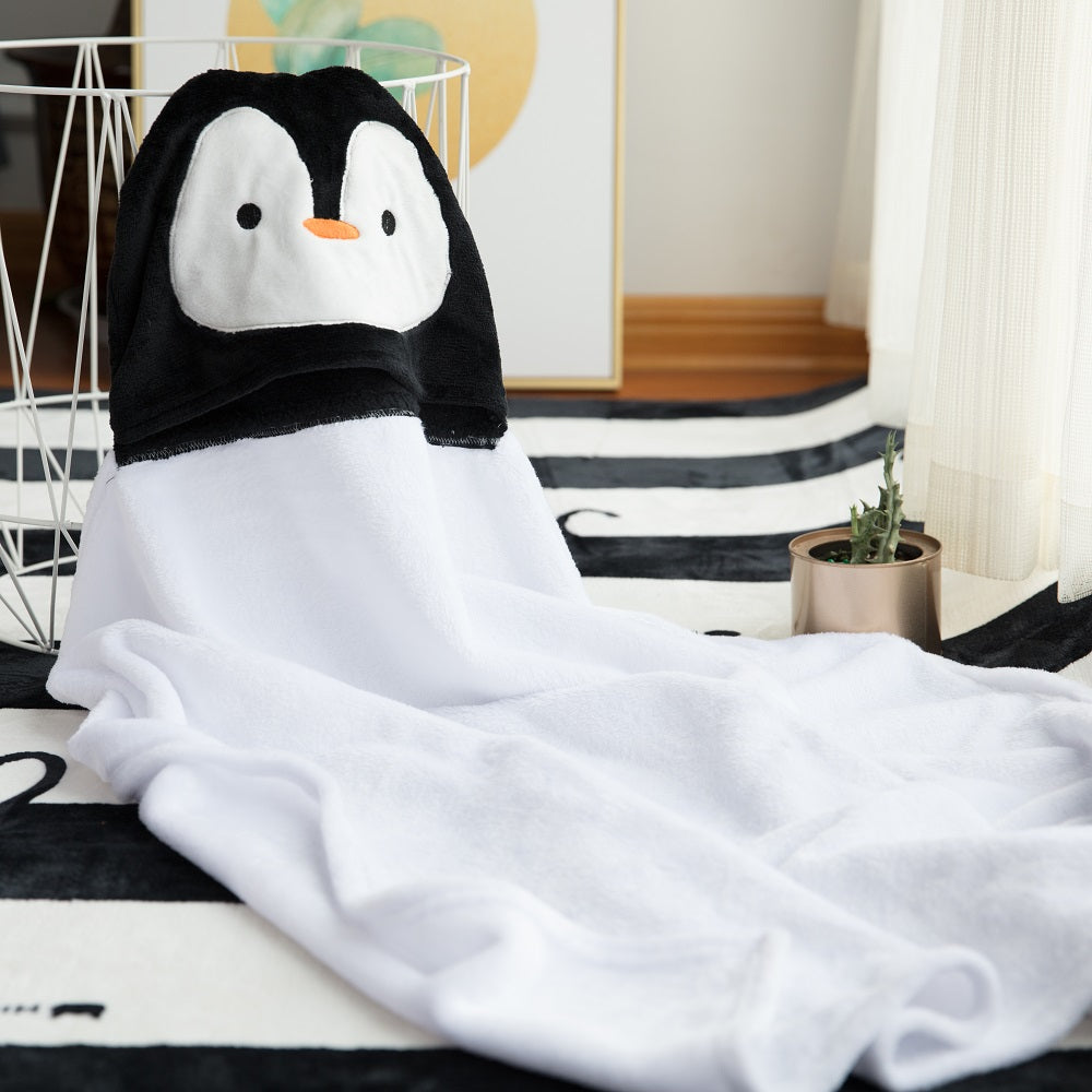 Baby Hooded Blanket for Toddlers (Penguin)