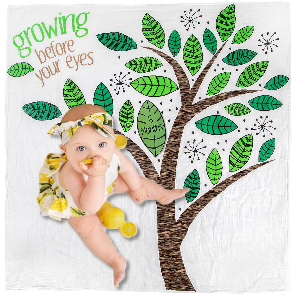 Baby Monthly Milestone Muslin Blanket (Watch Me Grow)