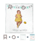 Hello World Natural Muslin Milestone Blanket