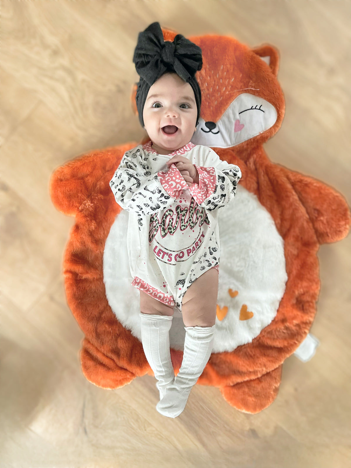 Plush Newborn Tummy Time Play Mat (Orange Fox)