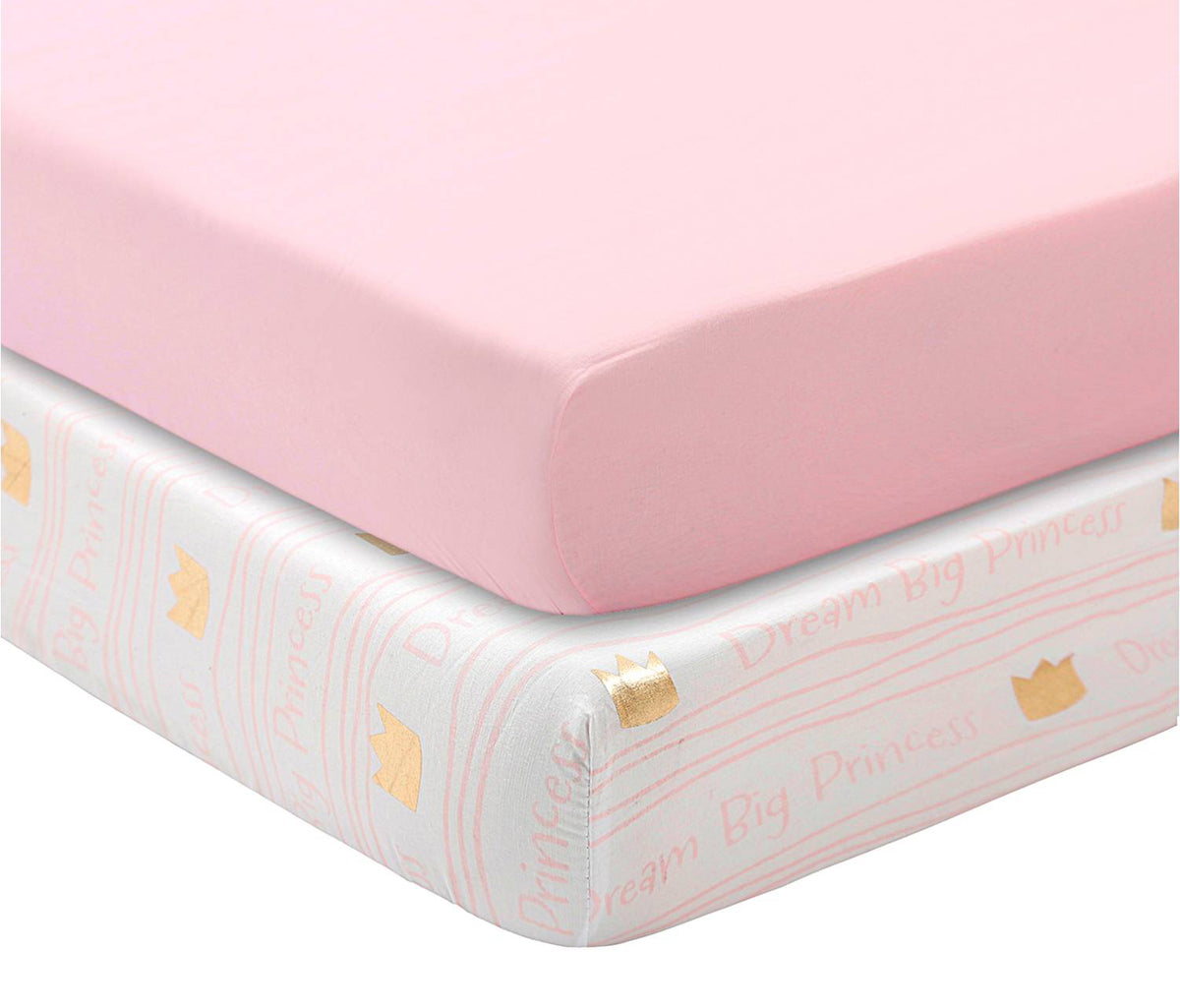 Microfiber Crib Fitted Sheets (Pink &amp; Gold, 2 Pack)