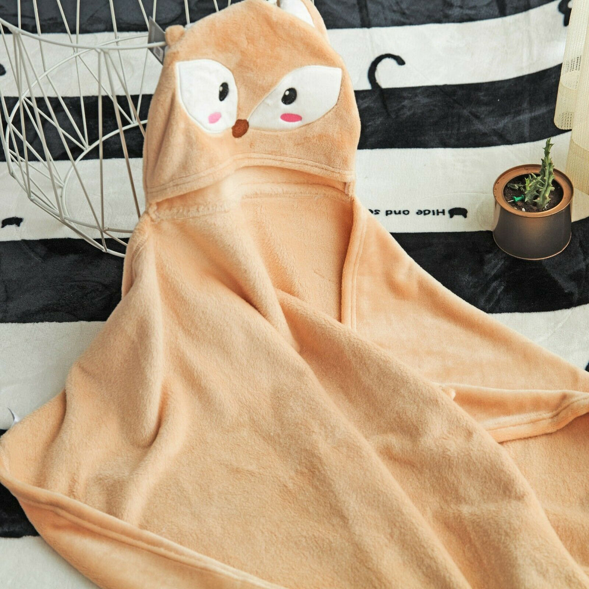Baby Hooded Blanket for Toddlers (Fox)
